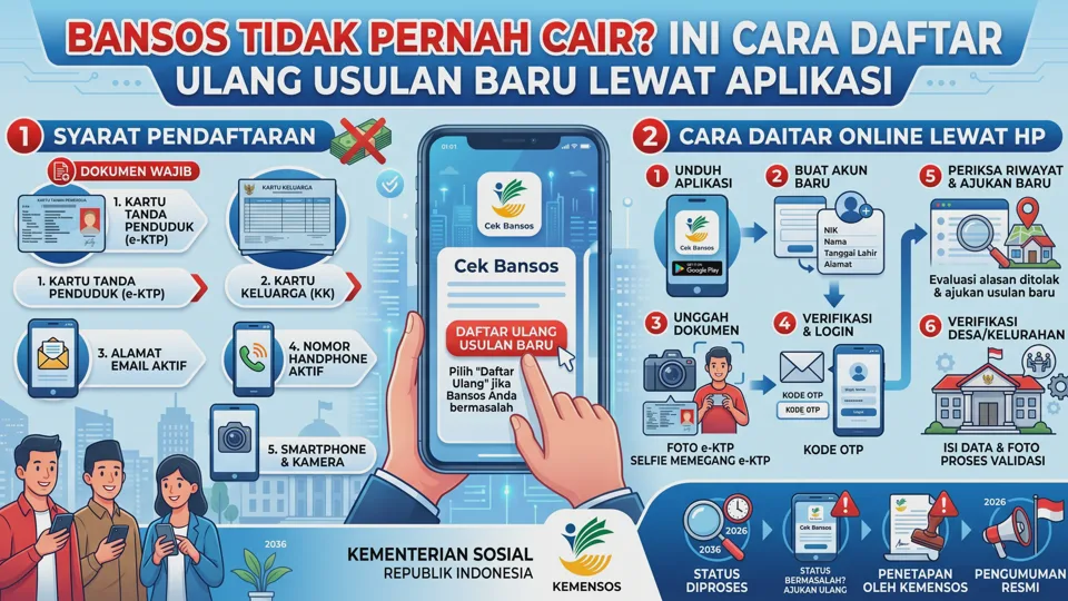 Bansos Tidak Pernah Cair? Ini Cara Daftar Ulang Usulan Baru Lewat Aplikasi