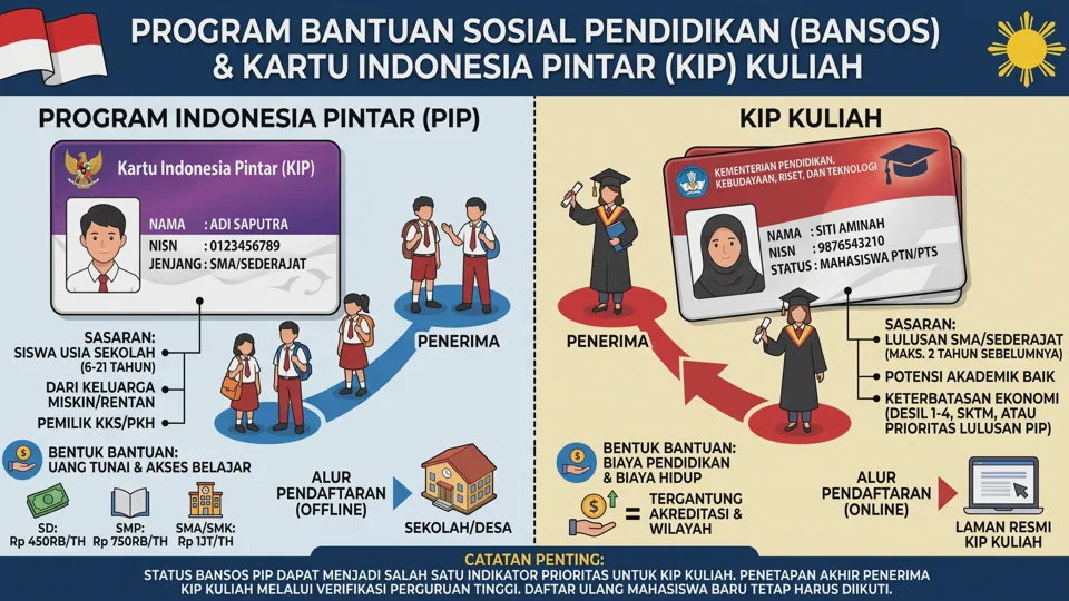 Cara Daftar Bansos PIP dan KIP Kuliah untuk Pelajar serta Mahasiswa