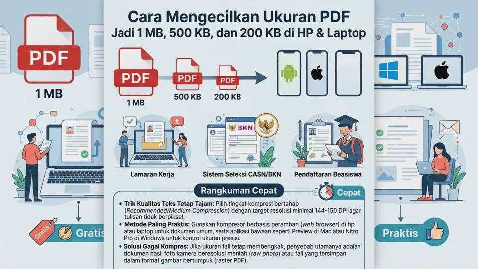 Cara Mengecilkan Ukuran PDF Jadi 1 MB, 500 KB, dan 200 KB di HP & Laptop