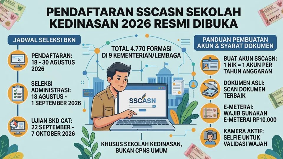Pendaftaran SSCASN 2026 Resmi Dibuka: Jadwal Sekolah Kedinasan, Syarat Dokumen, dan Panduan Buat Akun