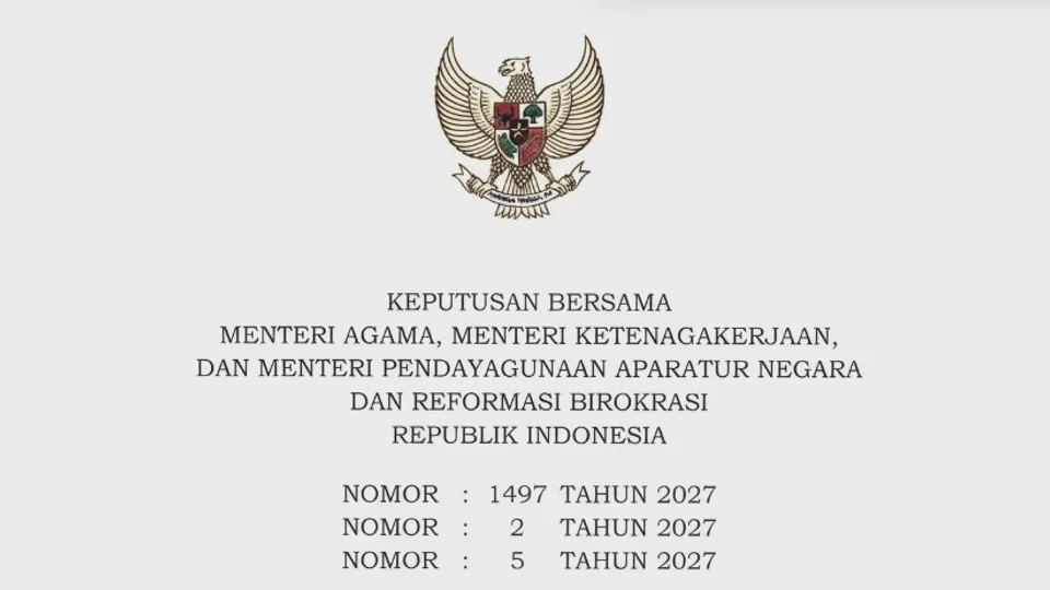 SKB 3 Menteri Tetapkan Libur Nasional dan Cuti Bersama 2027